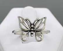 Sz 7 - Vintage Style Solid Sterling Silver Butterfly Ring