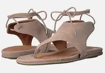 Gentle Souls Kenneth Cole Mira Flats Sandals mushroom Suede Leather Ankle Wrap