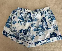 Women's Blue and White Dog Print Sleep Shorts