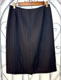Classic Vintage Kasper Black Pinstripe Pencil Skirt