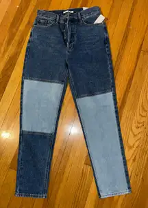 High Waisted Patch Jeans