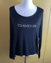 women XL 2 piece loose fit Longsleeve and pants pajama set black brand new