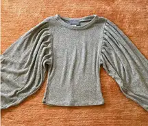 HUDSON GRAY Waffle Knit Long  puff Sleeve top