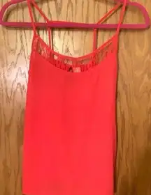 H&M coral tank top with lace detailing