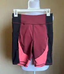 color block matron pink black side pockets spandex shorts | medium