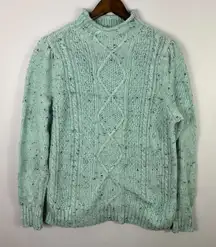Talbots‎ Mint Cable Knit Sweater L Fisherman Old Money Coastal Grandma Preppy