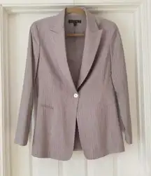 Gray Blazer With Pink Pinstripes