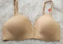 Calvin Klein Nude/Tan Wireless Lightly Padded Bra Size Large Adjustable Straps N