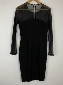 London Times Tiered Black Sheer Mesh Dress Size 8