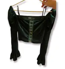 Misguided Green Long Sleeve Crop Top