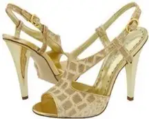 BCBG Pony Croc Patent Metallic Heels‎ 8 NIB