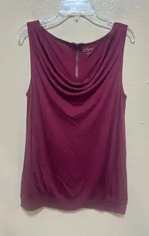 Loft‎ Tank Top Womens M Maroon Sleeveless Cowl Neck Zipper Back Casual