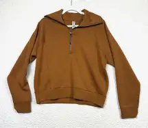 Spanx Sweatshirt Womens Medium Brown AirEssentials Half Zip Pullover Modal