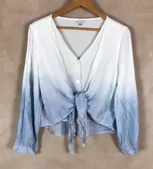 Dip-Dye Wrap Front Long Sleeve Top NEW 1X