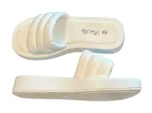 Pink Lily Sofia White Puff Platform Slides