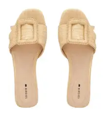 Birdies kiwi slides‎ in natural raffia w/ buckle
