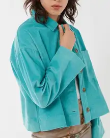 BDG Turquoise Corduroy Button Up Jacket