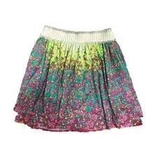 Womens ECI Floral Pull On Stretch Layered Skirt Flounce Elastic Waist Sz Medium