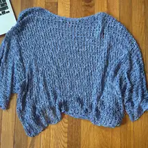 Elegant Blue Open-Knit Poncho