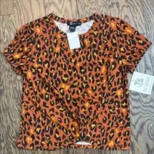 Just Be Women's Leopard Print Top - Orange and Black