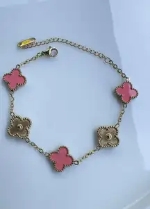 Gold And Pink Clover Bracelet