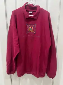Crazy Shirts Hawaii Burgundy Fleece Pullover Sweatshirt Embroidered Top Size XL