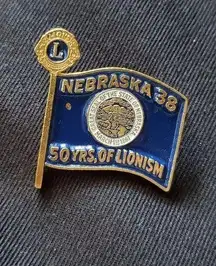 VTG Lions Club Nebraska 38 50 Yrs of Lionism Seal State Pin Masonic Stam…