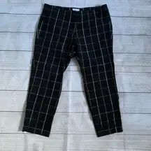 J. Jill Black and White Cropped Chino Pants with Windowpane Pattern