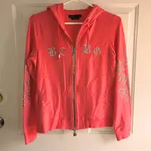 BCBGMaxAzria Peach Pink Zip Up Hoodie Jacket Small