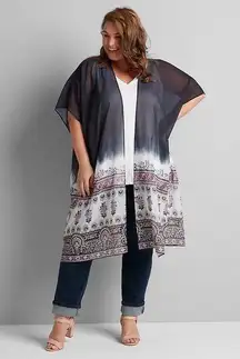 NWT Lane Bryant One Size Chiffon Moroccan Print Oversized Coverup Kimono