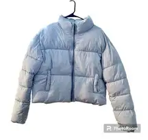 Double Zero Lilac Quilted Puffer Jacket Coat Women Size Medium Cropped High Neck