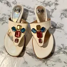 SOFFT THONG SLIDES HEELS SANDALS STUDDED SIZE 7M