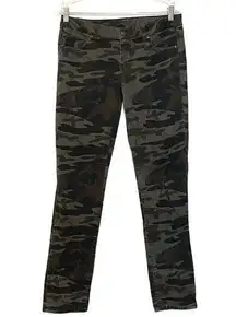 London Jeans Womens 6 30” Green Brown Camo Print Skinny Leg Camouflage Utility