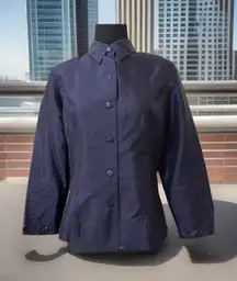 SILKLAND COLLECTION Beaded Sleeves‎ 100% Silk Blazer Jacket Womens 10p  Lined