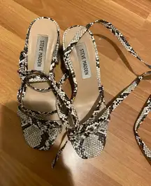 Steve Madden Black and White Snakeskin wrap Sandals