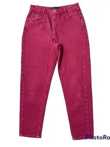Zara Trafaluc Sz 6 Jeans Denim Wear High Rise Tapered Leg Mom Cranberry Women’s