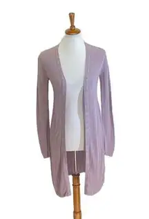 White House Black Market Long Line Cardigan Purple Size M Minimalist Coastal