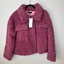 Dance &‎ Marvel New w/ Tags Raspberry Cropped Sherpa Coat Size Large Winter