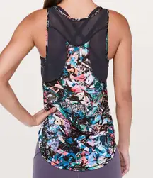 Lululemon sculpt tank in a cool colorful abstract pattern mesh back