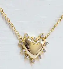 .925 Sterling Silver /18K Sweat Water And Tarnish Resistant Diamond Studded Love Sweetheart Necklace