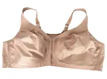 Glamorise Womens Size 50D Magic Lift Front Close Posture Back Wire Free Bra Nude