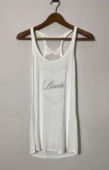 Victoria’s Secret “Bride” White Tank Top Size M with Mesh Back Bow Detail