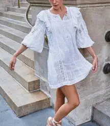 NWT Loveshackfancy Baxter Long Sleeve Cotton Eyelet Mini Dress