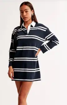 Abercrombie and Fitch Essential Long-Sleeve Rugby Mini Dress Navy Size M