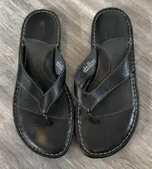 Born Women Leather Sandals Size 8 Thong Slip On Black Flip Flops Boho Minimalist