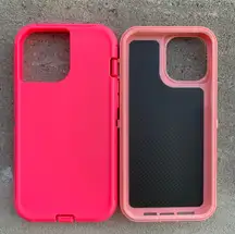 iPhone 12Pro Max Fashion Dual Layers Shockproof Defender Case -Pink/light Pink