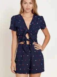 Morgan Lane Rina Romper Star Embroidery Tie Front