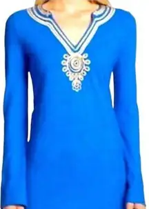 Lilly Pulitzer  womens xs long sleeve blue gold shirt prep cute