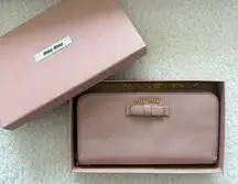 Miu Miu Blush Pink Leather Wallet with Bow