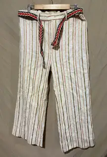 Johnny Was Lola Striped Belted Wide Leg Pant